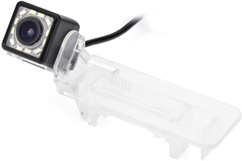 eHANGO Car Rear View Camera with 4 Pin to RCA Cable Bracket License Plate Lights Housing Mount for Mercedes Benz Smart/Smart Fortwo/Smart ED/Smart ForJeremy (8 LED)