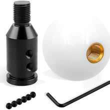 White Round Ball Gear Shift Knobs, Universal Automatic Manual Weighted Shifter Knob + Aluminum Adapter, Stick Shift Knob Head Cover Handle Ball with Adapter 12x1.25mm Fit Most Vehicles (White)