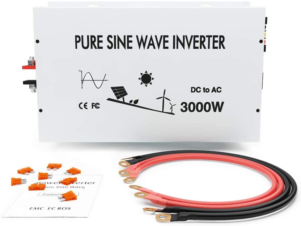 WZRELB 3000W 24V Pure Sine Wave Solar Power Inverter DC to 110V AC Converter (RBP300024W)