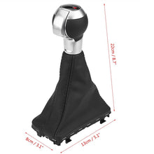 Keenso Car Gear Shift Stick Knob Gearstick Gaiter Boot Kit - Gear Shift Knob and Car Shift Knob Cover Black Leather for Audi A3 10-12