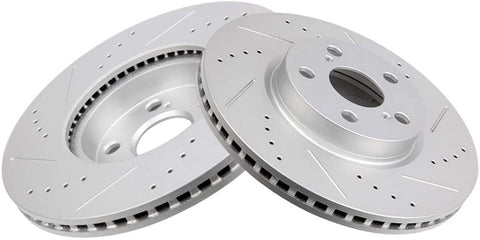 ROADFAR Drilled Slotted Front Brake Rotors fit for 2009-2010 for Pontiac Vibe,2008-2014 for Scion xD,2009-2019 for Toyota Corolla,2009-2013 for Toyota Matrix