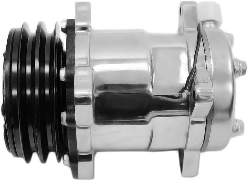 DEMOTOR PERFORMANCE A/C AC Air Conditioning Compressor V-Belt Pulley for Sanden 508 Style Hot Rod Natural/Satin Finish