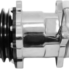 DEMOTOR PERFORMANCE A/C AC Air Conditioning Compressor V-Belt Pulley for Sanden 508 Style Hot Rod Natural/Satin Finish