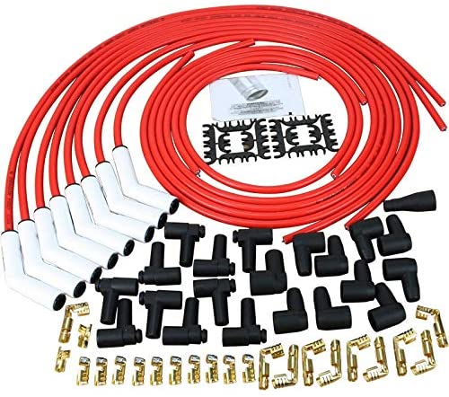 Dragon Fire 8.5mm White CERAMIC True Universal 500 Ohm High Performance Spark Plug Wire Set 135 For All Chevy Dodge Ford Small Block Big Block V8 SBC BBC SBF BBF HEMI Female Socket Points Male HEI PW
