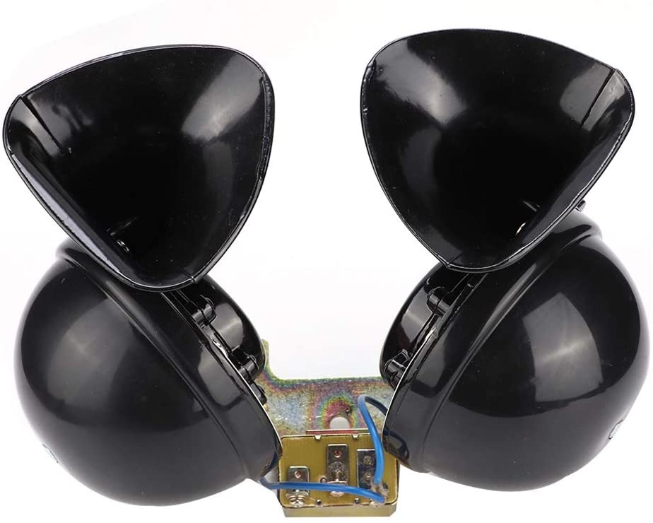 Acouto Car Horn, Car Styling Accessory 24V Car Horn Universal Black Electric Snail Horn for Car Truck Boat