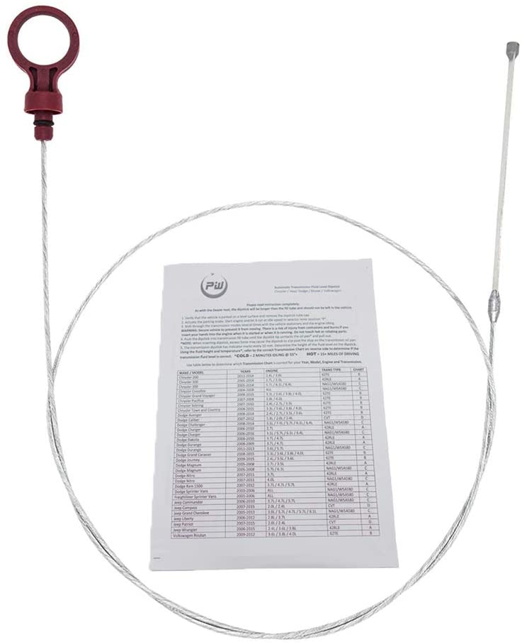 Automatic Transmission Dipstick for Chrysler Jeep Dodge - Level Tool with Directions check auto trans fluid oil level -Dealer #s : 8863B, 9336, 9336A, 42RLE, NAG1, 62TE 2.7 3.5 3.6 3.7 5.7 6.1 6.4