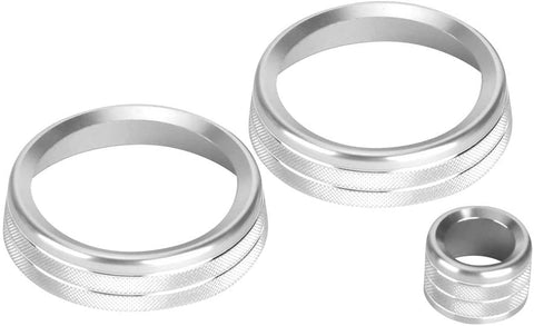 Rotary Knob Ring 3pcs A/C Aluminium Alloy Trim Volume Adjuster Decor Fit for Discovery Sport L550 2020+(Silver)