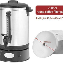 250pcs Round Coffee Filter Paper 250er × 195mm for Regina 40, Pro40T and Pro60T, Disposable Compostable Coffee Pour Over Maker Filters for Home Office Usage