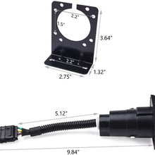 SnowyFox 4 Flat to 7 Way Round Trailer Light Adapter Plug 6-24V for Trailer RV Boat Car with Mounting Bracket