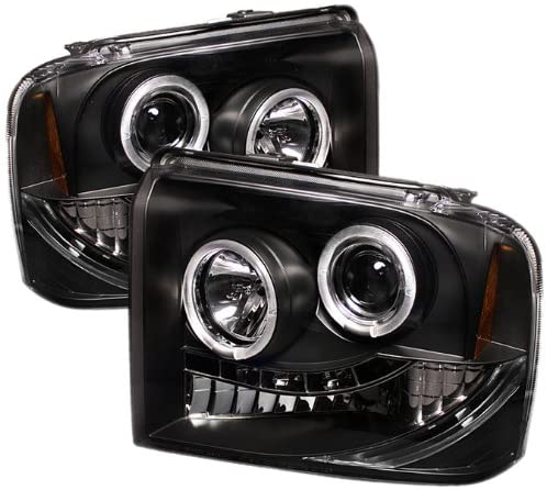 Spyder 5010544 Ford F250/350/450 Super Duty 05-07 Projector Headlights - LED Halo- LED (Replaceable LEDs) - Black - High H1 (Included) - Low H1 (Included)