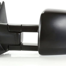 VIOJI 1 Pair Power Heated Manual Telescoping Side Amber LED Signal Light Black Housing Towing Mirrors Compatible with 07-18 Toyota Tundra