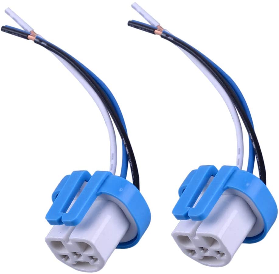 HerMia 9007 9004 HB1 HB5 High Temperature Ceramic Male Wire Harness Extension Socket Adapter Connector Wiring Cable for Headlights Fog Lights (Pack of 2)