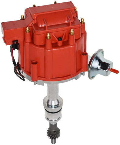 A-Team Performance Complete HEI Distributor 65,000 Coil Auto Parts Replacement Compatible with SBF Small Block Ford 260 289 302 5.0 One Wire Installation Red Cap