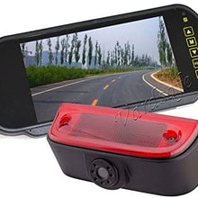 Vardsafe 200K Brake Light Backup Camera with Adjustable Lens & 7 Inch Clip-on Mirror Monitor for Nissan NV200