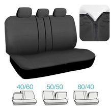 BDK Charcoal Black Car Seat Covers Full 9pc Set - Sleek & Stylish - Split Option Bench 5 Headrests Front & Rear Bench - OS-309-AC