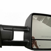 VIOJI 1 Pair Power Heated Manual Telescoping Side Amber LED Signal Light Black Housing Towing Mirrors Compatible with 07-18 Toyota Tundra