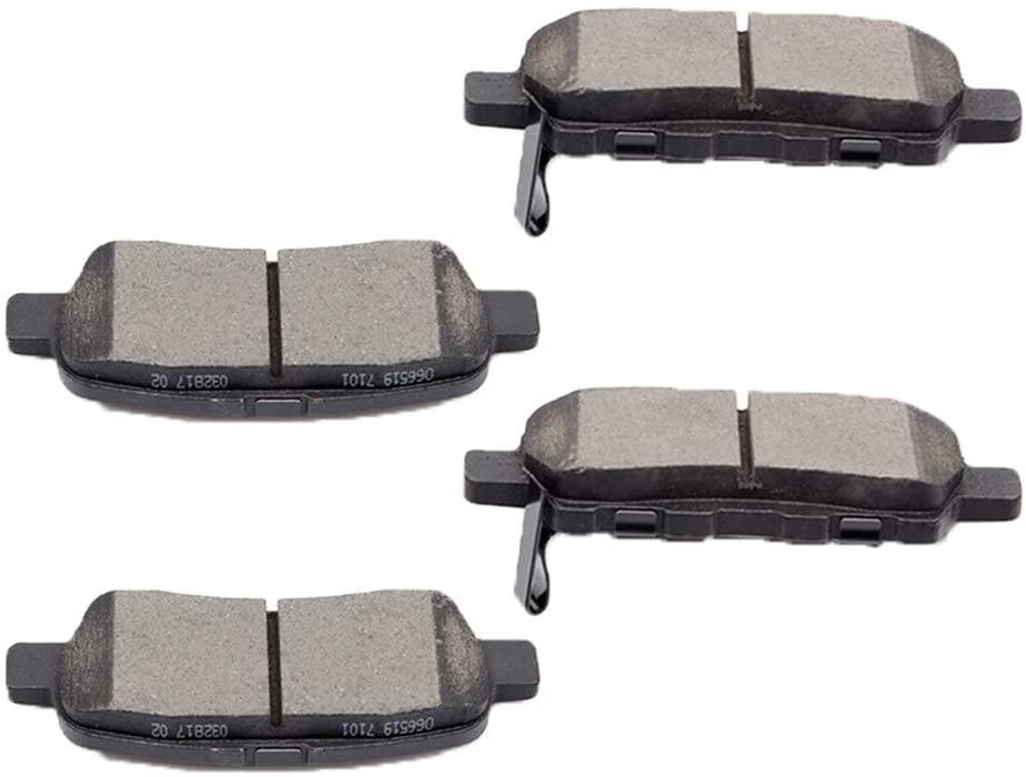HUBDEPOT Slotted Ceramic Brake Pads Rear 4pcs fit for Infiniti EX35 EX37 FX35,Nissan Rogue Select,17-18 Nissan Rogue Sport,07-18 Nissan Sentra,05-06 Nissan X-Trail,09-13 Suzuki Grand Vitara