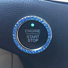 Bling Car Decor Crystal Rhinestone Car Bling Ring Emblem Sticker, Bling Car Accessories, Push to Start Button, Key Ignition & Knob Bling Ring, Car Glam Interior Accessory, Unique Women Gift (Silver)