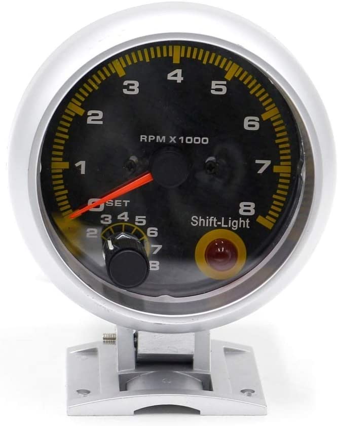 XinQuan Wang Car 80mm Carbon Fibre Tachometer RPM Gauge Meter with Yellow Shift Lights Car 80mm Tachometer Auto Gauge