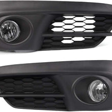 Clear Lens Chrome Housing Black Bezel Front Fog Lights Compatible For Honda Civic 2/4Drs 2016-ON Fog Lamps Upgrade Replacement Wiring + Switch + Harness