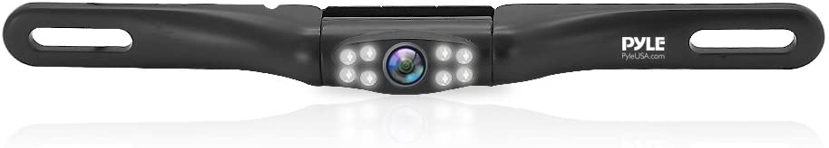License Plate Rear View Camera - Built-in Distance Scale Lines Backup Parking/Reverse Assist Marine Grade Waterproof IP-67 Adjustable Slim Bar Cam Night Vision w/ 420 TVL Resolution - Pyle PLCM28MS