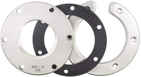 THALASSA Stainless Steel 316 Flange Mounting Kit - 6- Port Match with Genuine Marine Fuel Tank Sending Unit, Oil Sensor Rod Pipe Fitting, Threaded, Suit Includes Gasket Ring