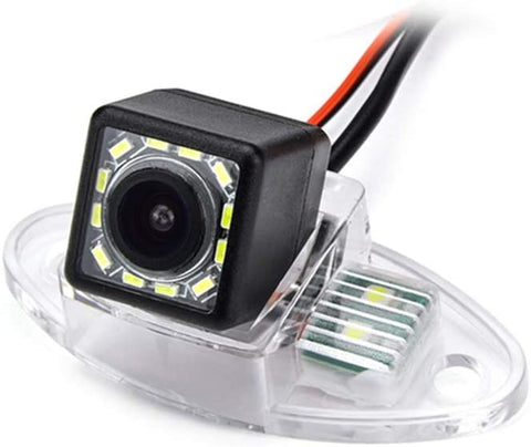 eHANGO Car Rear View Camera with 4 Pin to RCA Cable Bracket License Plate Lights Housing Mount for Buick Enclave/for Chevy Chevrolet Traverse/for GMC Acadia/for Saturn Outlook (8 LED)
