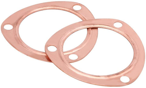 Qiilu 2pcs 3 inch Copper Seal Collector Gasket Exhaust Header Collector Gasket Reusable for SBC BBC 302 350 454 383