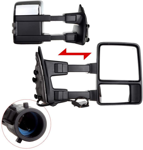 LUJUNTEC Towing Mirrors Fit for 1999-2007 for Ford F250/F350/F450/F550 Super Duty Tow Mirrors Set Driver and Passenger Side Power Adjust Heated Turn Signal Light Chrome Housing
