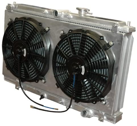 Yonaka Compatible with 1997-2001 Honda Prelude Aluminum Dual Core Lightweight Performance Radiator w/Fans & Shroud Kit