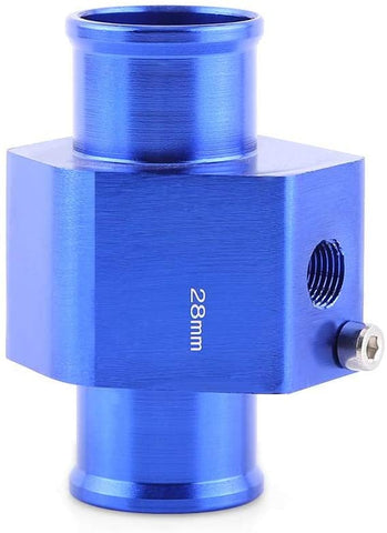 Water Temp Joint Pipe 26mm 40mm Universal Aluminum Alloy Car Water Temp Joint Pipe Hose Temperature Sensor Adapter Blue Temperature Sensor Adapter Radiator Hose(28MM)