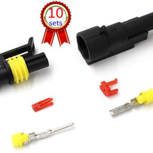 10 Kit 2 Pin Way Car Waterproof Electrical Connector Plug with 10cm Wire 17 AWG Marine, Real Conductor 1.2mm / 17 AWG Wire Match 16 18 AWG Electrical Wire