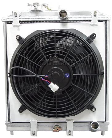 CXRacing ALUMINUM 3 ROW RADIATOR + FAN SHROUD For CIVIC DEL SOL D15 D16 D Series