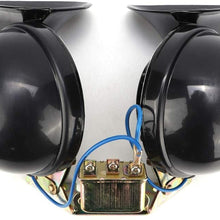 Acouto Car Horn, Car Styling Accessory 24V Car Horn Universal Black Electric Snail Horn for Car Truck Boat