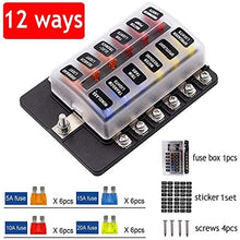 12V 24V Blade Fuse Box Holder 12/6 Ways Modified Fuse Box Terminal Block with Warning Light for Car Boat Marine Trike (Color : Army Green)