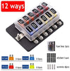 12V 24V Blade Fuse Box Holder 12/6 Ways Modified Fuse Box Terminal Block with Warning Light for Car Boat Marine Trike (Color : Army Green)
