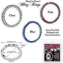 Bling Car Decor Crystal Rhinestone Car Bling Ring Emblem Sticker, Bling Car Accessories, Push to Start Button, Key Ignition & Knob Bling Ring, Car Glam Interior Accessory, Unique Women Gift (Silver)