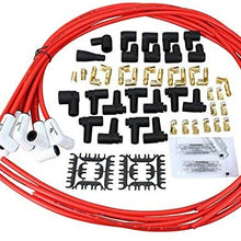 Dragon Fire 8.5mm CERAMIC True Universal 500 Ohm High Performance Spark Plug Wire Set 90 For All Chevy Dodge Ford Small Block Big Block V8 SBC BBC SBF BBF HEMI Female Socket Points Male HEI PWJ218-W