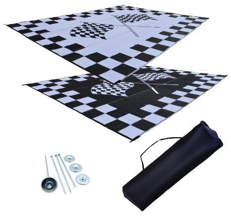 RV Patio Mat: 9x18 Extra-Wide Desert Sands Beige RV Mat (Bag and Stakes)