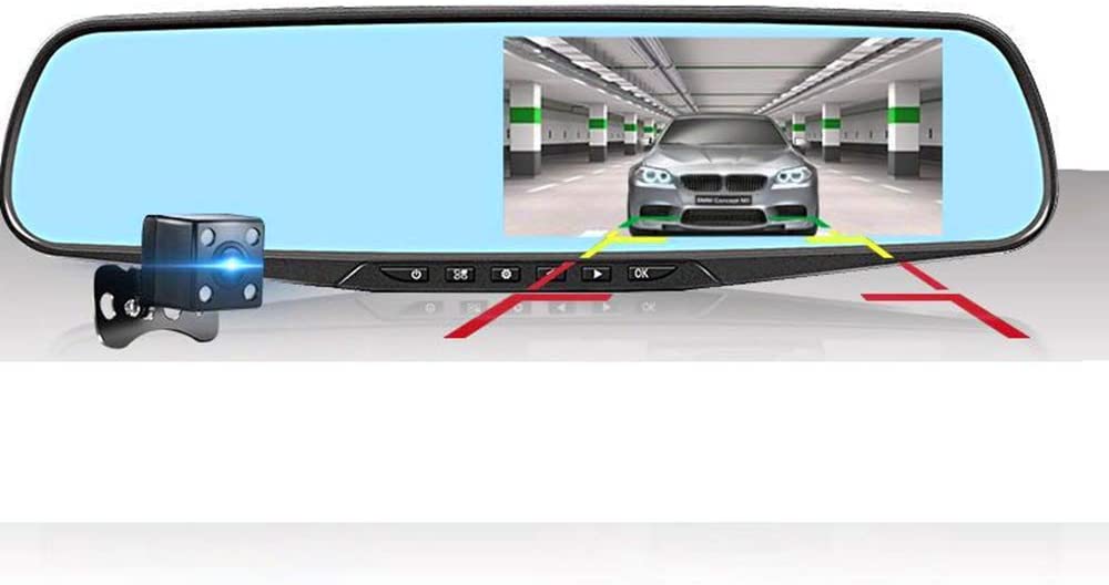 Car Camera, Full HD car HD 1080p Front Camera, with Parking Assist, Gravity Sensing, Motion Detection 4.3-inch LED Screen Display, Support 32GB SD Card Storage (Black), Black