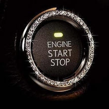 Bling Car Decor Crystal Rhinestone Car Bling Ring Emblem Sticker, Bling Car Accessories, Push to Start Button, Key Ignition & Knob Bling Ring, Car Glam Interior Accessory, Unique Women Gift (Silver)