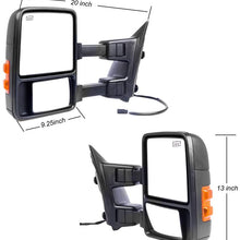 Salem Towing Mirrors Replacement Compatible with 1999-2007 Ford F250 F350 F450 F550 Super Duty, 01-05 Ford Excursion Power Heated With Amber Signal Light Side Mirror