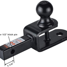 Towever 84031 ATV Hitch Ball Mount 2 inch Ball with 1-1/4 inch Solid Shank, with 1/2 inch Pin & Clip, Rated 2000 lbs