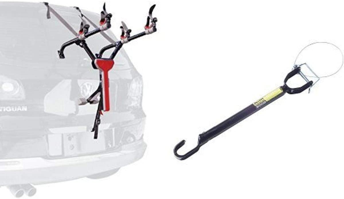 Allen Sports Ultra Compact Folding 2-Bike Trunk Mount Rack and Allen Sports Tension Bar Bicycle Cross-Bar Adaptor Bundle