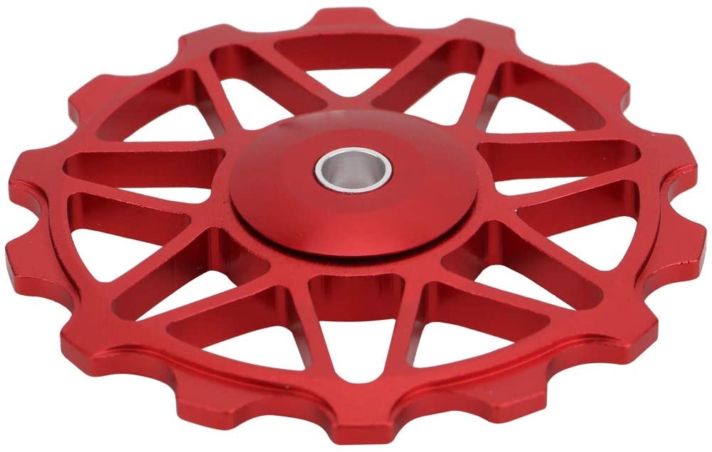 Tbest Bike Ceramics Bearings, 14T Mountain Road Bike Metal Ceramics Bearings Rear Derailleur Guide Roller Cycling Equipment (Red)