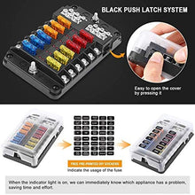 Car Boat Fuse Box Holder With 12 Way Blade Fuse Holder Block amp; Warning Indicator 12V~24V Power Distribution Panel Board (Color : 12 Ways Fuse Box)