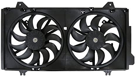 Rareelectrical NEW DUAL RADIATOR AND CONDENSER FAN COMPATIBLE WITH MAZDA 3 2016 MEXICO BUILT PEAR-15-025 PEAR15025 MA3115165 1 MALE CONNECTOR 2 CONNECTOR TERMINALS SINGLE FAN WITH SHROUD