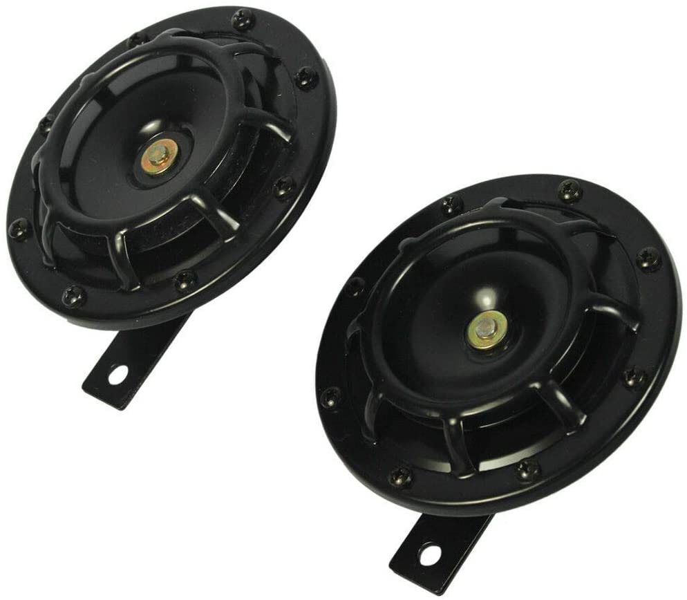 TWO BLACK SUPER LOUD ELECTRIC BLAST TONE HORN MOTORCYCLE CHOPPER 12V