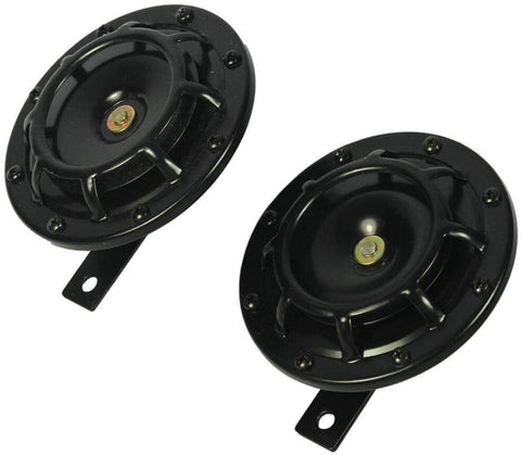 TWO BLACK SUPER LOUD ELECTRIC BLAST TONE HORN MOTORCYCLE CHOPPER 12V