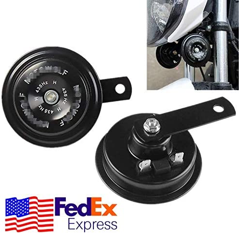 2x 12V 435HZ 110dB Motorcycle Loud Tone Snail Horn Black Metal Beep Waterproof